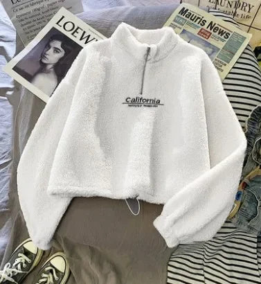 2023 Autumn Solid Letter Half Turtleneck Sweater