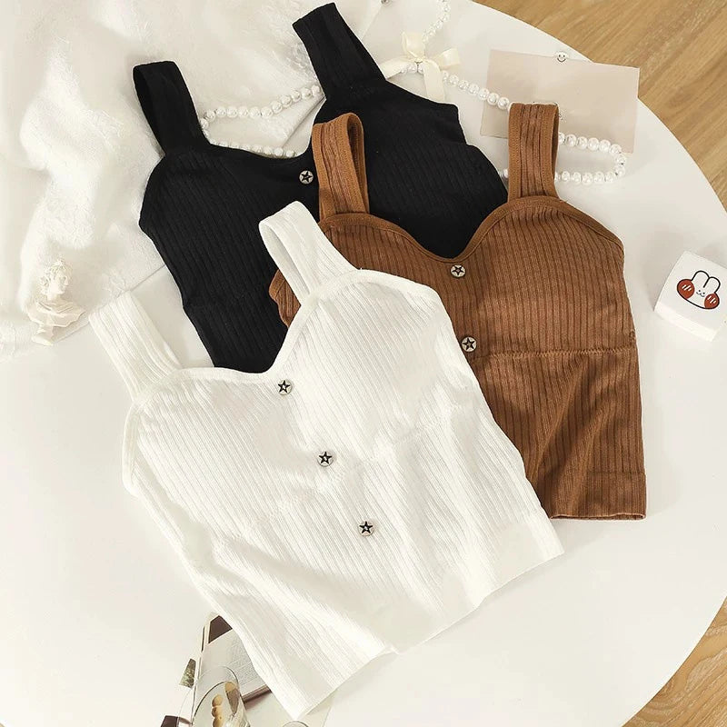 Women's Y2K Cropped Tops with Bra Pads